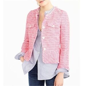 J. Crew Peplum Lady Jacket in Neon Fuchsia Tweed Size 0